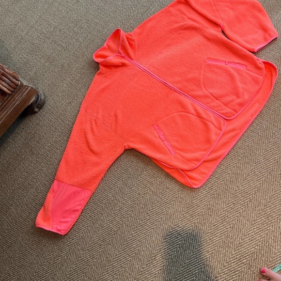 Free People Ziggy Up Fleece in Sundance Orange Zip Up Sweatshirt - Picture 6 of 12